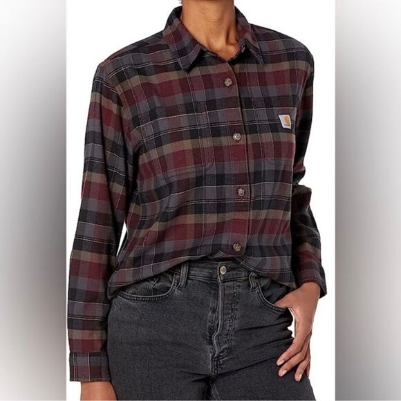 carhartt 2X Rugged Flex Loose Fit Midweight Flannel Long-Sleeve Plaid Shirt - Picture 1 of 15